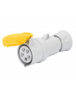 Gewiss GW62001FH  HP - IP44/IP54 - 2P+E 16A 100-130V 50/60HZ - YELLOW - 4H - FAST WIRING STRAIGHT CONNECTOR - Buy online from Sparkshop