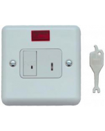 Contactum CLA3467WS 13A DP Key Switch Connection Unit with Neon, Flush Mounting No Back Box - Metalclad White, White Insert