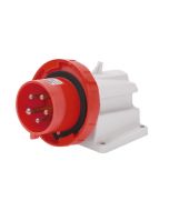 Gewiss GW60441 90° Angled Surface Mounting Appliance Inlet IP67, 3P+E, 32A, 380-415V, 50/60HZ 6H, Screw Wiring, Red