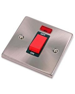 Scolmore VPSC201BK Click Deco Victorian Satin Chrome 1 Gang 45A DP Switch and Neon - buy online from SparkShop