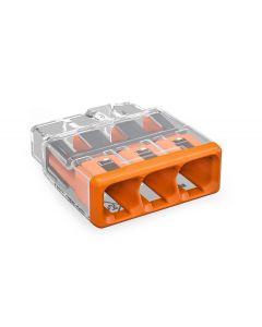 Wago 2773-403 COMPACT Splicing Connector Max. 4mm²; 3-Conductor; Transparent Housing; Orange Cover (Box of 100)