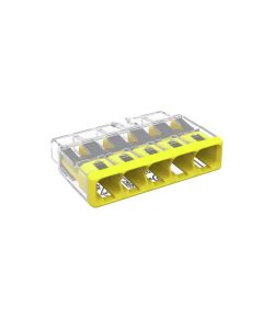 Wago 2773-405 COMPACT Splicing Connector Max. 4mm²; 5-Conductor; Transparent Housing; Yellow Cover (Box of 60) - Buy online from Sparkshop