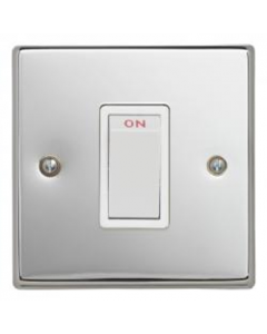 Contactum S3756PCW 1 Gang 45A DP Red Switch (1 Gang Plate) - Polished Chrome, White Insert
