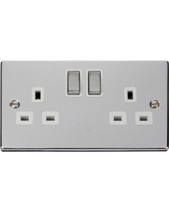 VPCH536WH Click Deco White Insert Victorian Polished Chrome 2 Gang 13A DP Switched Socket Outlet