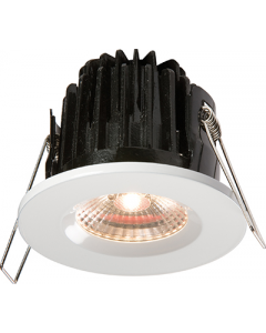 ML Accessories VFRCOBWW LED Fire Rated Downlight 3000K Warm White IP65 7W comes with Dimmable Driver and White Bezel