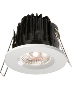 ML Accessories VFRCOBCW LED Fire Rated Downlight 4000K Cool White IP65 7W comes with Dimmable Driver and White Bezel