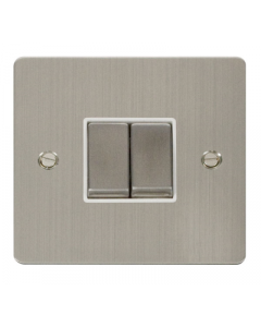 Scolmore Define FPSS412WH Ingot Plate Switch 10A 2G 2 Way White Insert