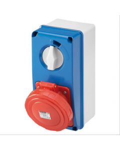 Gewiss GW66257N Vertical Fixed Interlock Socket Outlet with Bottom 3P+E, 32A, 380- 440V, 3H, SBF IP66/IP67 Reefer