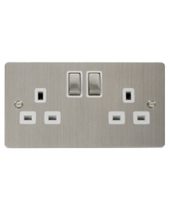 Scolmore Define FPSS536WH Ingot 2 Gang 13A  DP Switched Socket White Insert