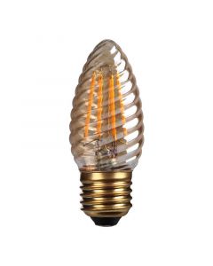 4W LED Filament Candle, Twisted, B22/E14/E27, Gold finish, 20000hrs, 2700K