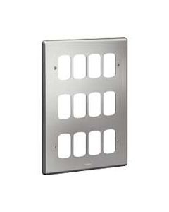 Legrand Synergy 733185 3 x 2 Gang 12 Module Grid Plate Brushed Steel