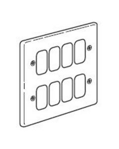 Legrand Synergy 833383, Frontplate, 2x2 Gang 8 Module Small Aperture, Polished Stainless Steel, Size: 146x146mm
