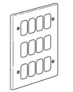 Legrand Synergy 833385 Frontplate, 3x2 Gang 12 Module Small Aperture, Polished Stainless Steel, Size: 207x146mm