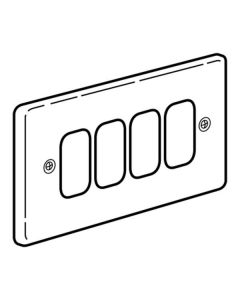 Legrand Synergy 833394 Frontplate, 2 Gang 4 Modules Small Aperture, Polished Stainless Steel, Size: 86x146mm