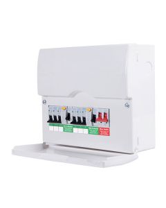 British General CFDP18606 Metal Amendment 3 Dual RCD & High Int Populated 6 Way Consumer Unit with Switch & 6 MCBs, 12 Module 