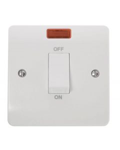 Scolmore CMA501 45A 1 Gang DP Switch With White Rocker & Neon