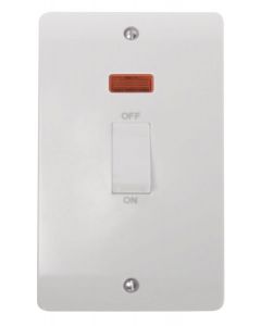 Scolmore CMA503 45A 2 Gang DP Switch With White Rocker & Neon
