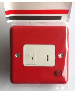 Contactum 3467RS Red 13A DP Key Switch Connection Unit with Neon, Flush Mounting No Back Box - Metalclad Red, White Insert & Recessed Rocker.