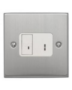 Contactum S3366/5BSW 13A DP Key Switch Spur Connection Unit with Brushed Steel, White Insert