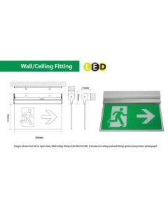 Channel Safety Systems Razor Wall/Ceiling Mounted LED exit signage - E/RZ/M3/LED/W