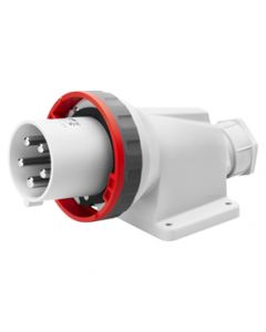 Gewiss GW61453 90° Angled Surface Mounting Appliance Inlet IP67, 3P+N+E,  63A, 380-415V 50/60HZ, 6H, Red Mantle Terminal