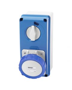 Gewiss GW66204N Vertical Fixed Interlocked Socket  Outlet, with Bottom, 2P+E, 16A, 230V, 6H, SBF, IP67