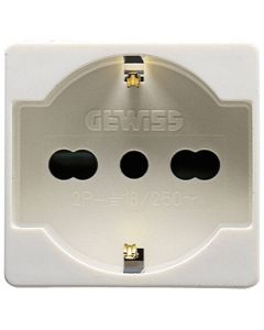 Gewiss GW20246 Socket, 2P+E Dual Amp SCHUKO, Italian/German, Size: 16A