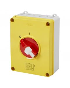 Gewiss GW70490P Isolator HP Emergency 80A 4P IP66/67/69 Isolating Material Box with Lockable Red Knob - Buy online from Sparkshop