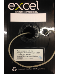 Excel Cat5e Unscreened (U/UTP) Cable PVC 305m Box, Grey