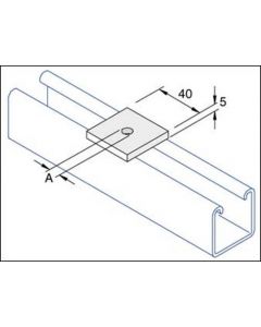 Unistrut Channel P1019, Washer, Square Plate, Size:	M6/M8x41x5mm 