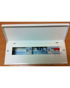 Hager VML955RK Surface Mounted Consumer Unit, 10 Way 5+5 100A Switch 2x 100A 30mA with Round Knockouts, plus 8 MCB free of charge