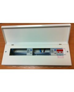Hager VML966RK Surface Mounted Consumer Unit, 12 Way 6+6 100A Switch 2x 100A 30mA with Round Knockouts, plus 10 MCBs free of charge