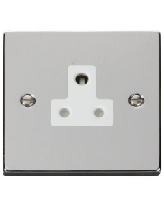 Scolmore Deco VPCH038WH Victorian 5A 1 Gang Unswitched Round Pin Socket with White Insert (Polished Chrome)- Buy online from Sparkshop