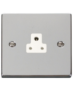 Scolmore Deco VPCH039WH 2A Round Pin Socket Outlet in Polished Chrome with White Insert - buy online from sparkshop