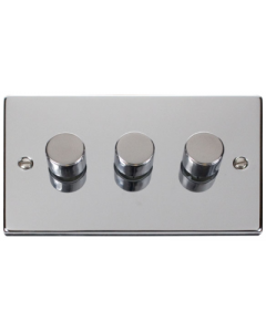 Scolmore Deco VPCH153 3 X 400W Victorian 3 Gang 2 Way Dimmer Switch in Polished Chrome - Buy online from Sparkshop
