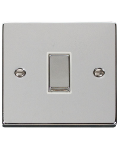 Scolmore VPCH411WH Click Deco Victorian Polished Chrome 1 Gang 2 Way Switch with White Insert - buy online from SparkShop