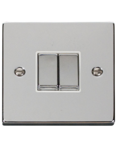 Scolmore VPCH412WH Click Deco Victorian Polished Chrome 2 Gang 2 Way Switch with White Insert- buy online from SparkShop