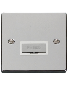 Scolmore Deco VPCH750WH 13A Ingot Fused Connection Unit in Polished Chrome with White Insert - Buy online from Sparkshop