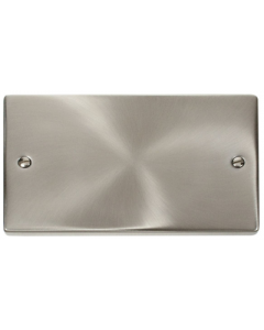 Scolmore VPSC061 Victorian 2 Gang Blanking Plate in Satin Chrome - Buy online from Sparkshop