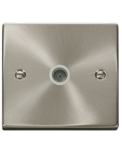Scolmore VPSC065WH Victorian Single Coaxial in Satin Chrome with White Insert - Buy online from Sparkshop