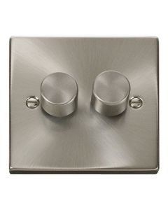 Scolmore VPSC152 Click Deco Victorian Satin Chrome 2 Gang 2 Way 400W Dimmer - Buy online from SparkShop