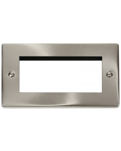 Scolmore Deco VPSC312 Victorian 2 Gang 4 Module Frontplate in Satin Chrome - Buy online from Sparkshop