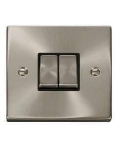 VPSC412BK Click Deco Victorian Satin Chrome 2 Gang 2 Way Switch with black insert