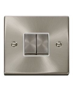 VPSC412WH Click Deco Victorian Satin Chrome 2 Gang 2 Way Switch with white insert
