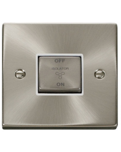 Scolmore Deco VPSC520WH Victorian 10A Ingot 3 Pole Fan Isolation Plate Switch in Satin Chrome with White Insert- Buy online from Sparkshop