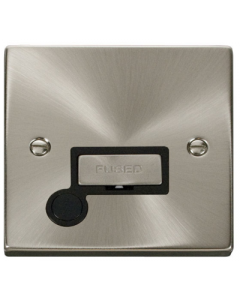 Scolmore Deco VPSC550BK Victorian 13A Ingot Fused Connection Unit With Optional Flex Outlet in Satin Chrome with Black Insert - Buy online from Sparkshop