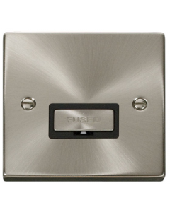Scolmore Deco VPSC750BK 13A Ingot Fused Connection Unit in Satin Chrome with Black Insert - Buy online from Sparkshop