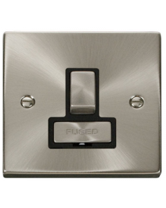 Scolmore Deco VPSC751BK 13A Ingot Double Pole Switched Fused Connection Unit in Satin Chrome with Black Insert - Buy online from Sparkshop