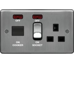 Hager WRCC50NBSB 45A Cooker Control Unit Brushed Steel Black Insert - available online from SparkShop